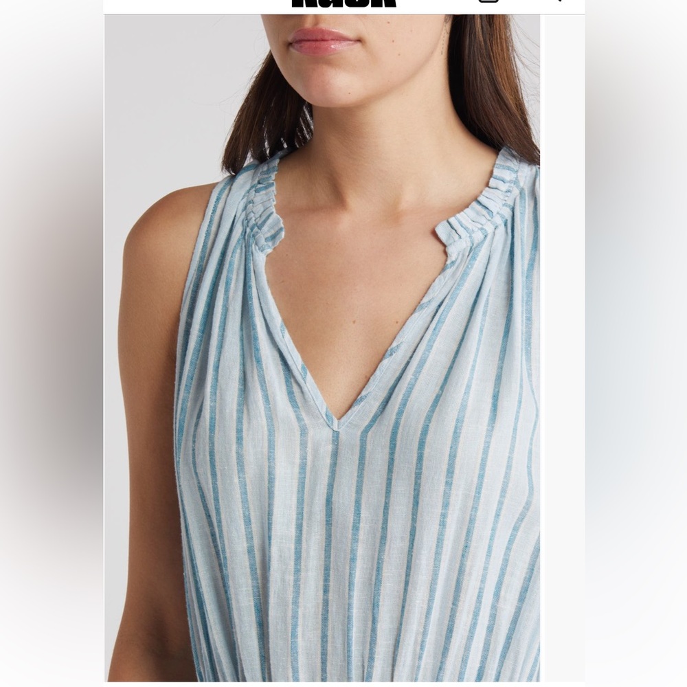 Rails Albany Stripe Tiered Linen Blend‎ Dress XL NWT - Picture 4 of 5